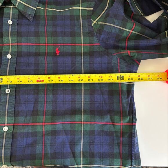 Ralph Lauren Classic Fit Plaid Oxford Mens Shirt Size XL Green Navy Multi Office - Picture 10 of 11